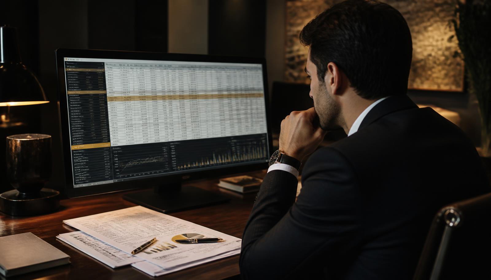 A commercial real estate underwriter analyzing internal rate of return formulas and equity multiple projections on a financial spreadsheet.